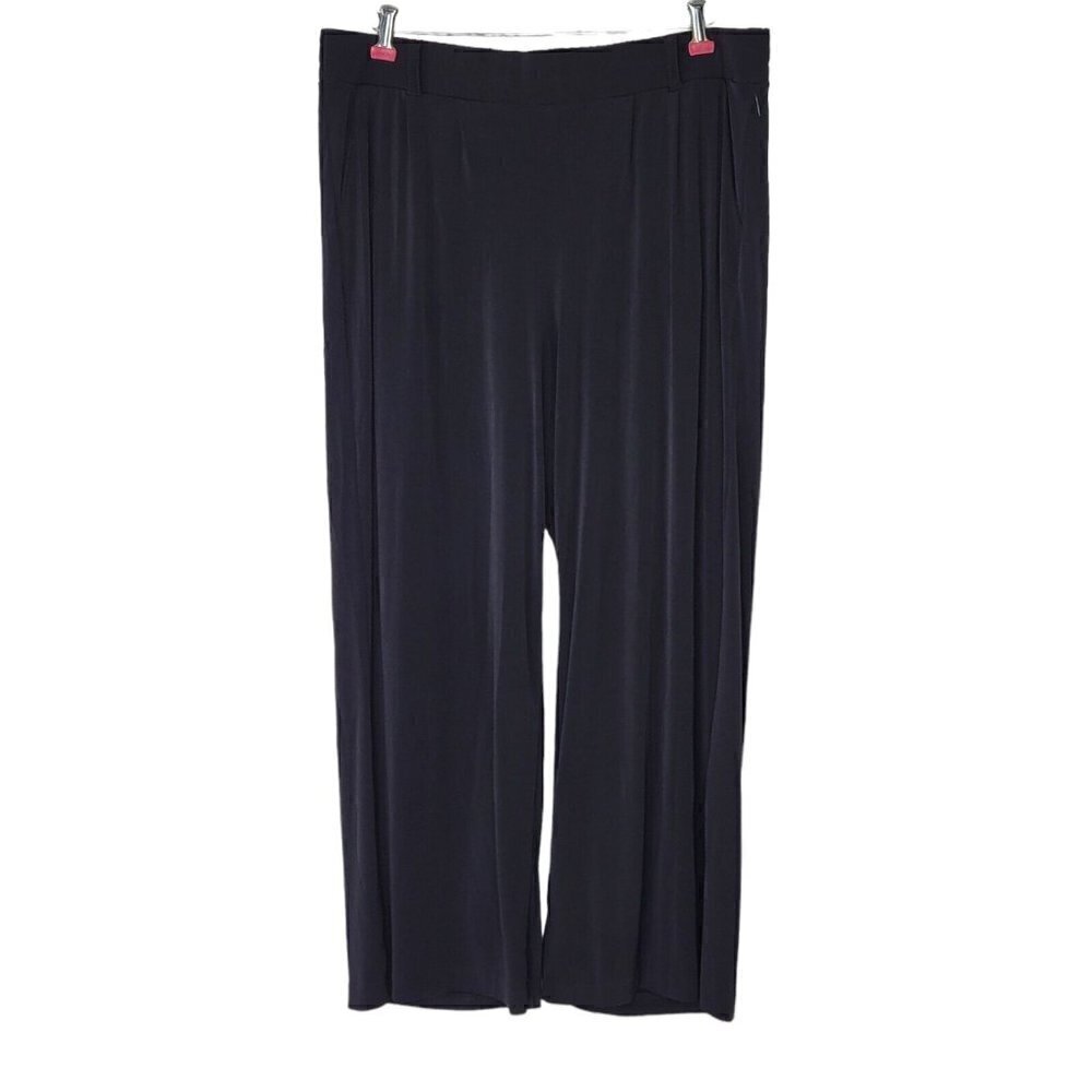 Torrid Wide Leg Pants Size 2 2X Elastic Waist Pull On Stretchy Black 38X28